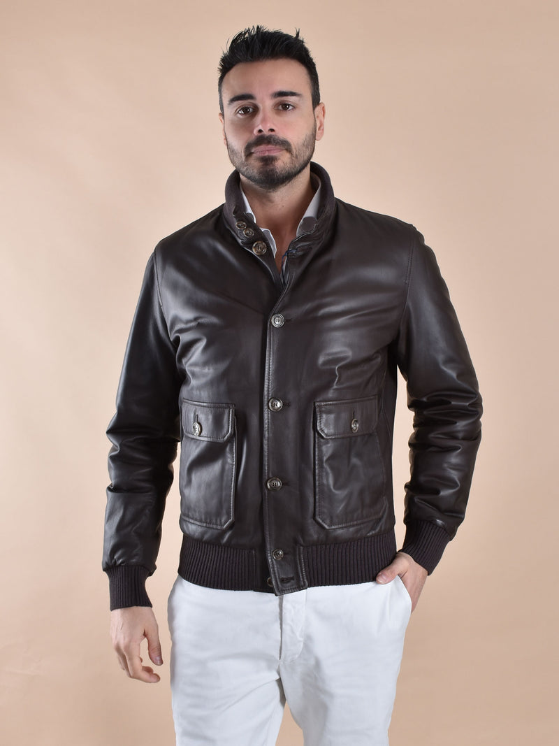 Giubbotto Barba pelle marrone vermont 