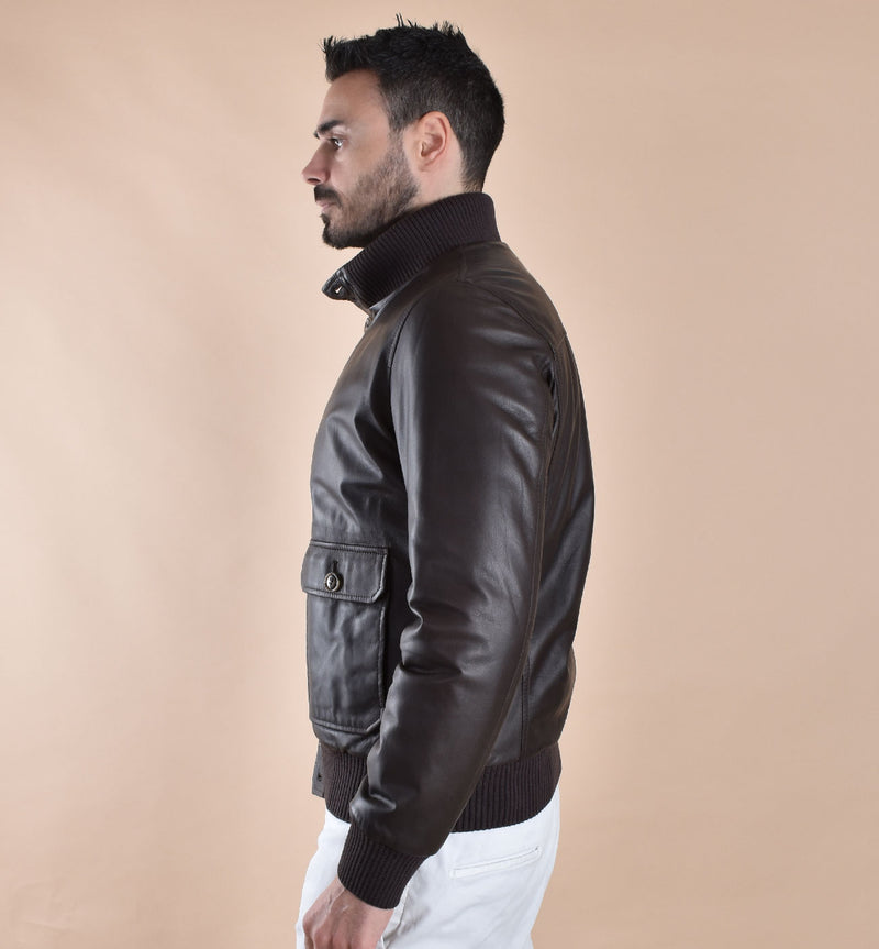 Giubbotto Barba pelle marrone vermont 