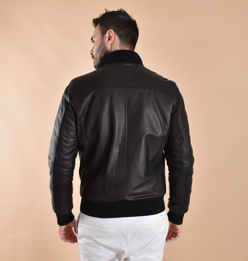 Giubbotto Barba pelle nero vermont 