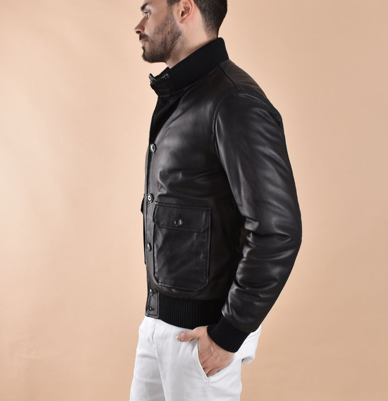Giubbotto Barba pelle nero vermont 