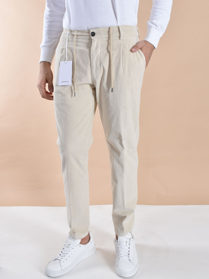 Pantalone Be Able riccardo velluto bianco panna 
