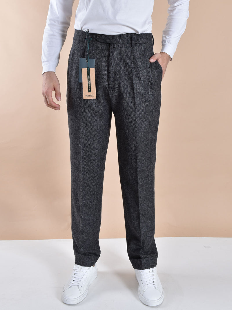 Pantalone Berwich negroni spigato grigio 