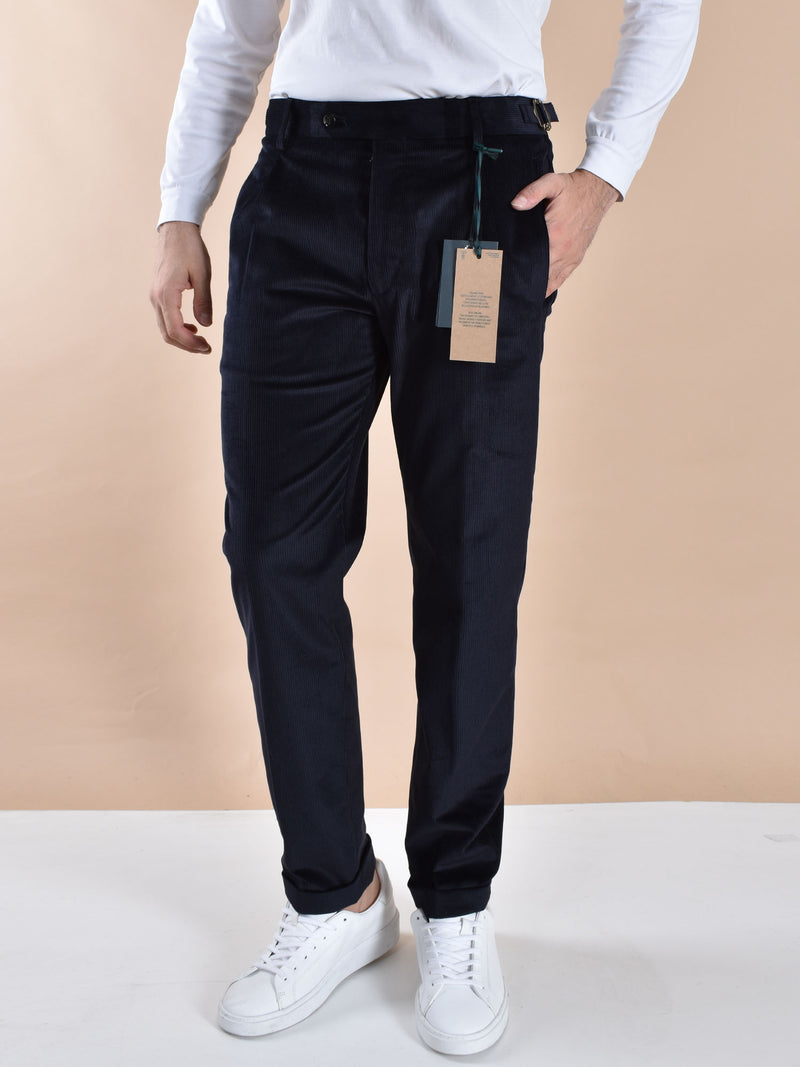Pantalone Berwich retro velluto blu 