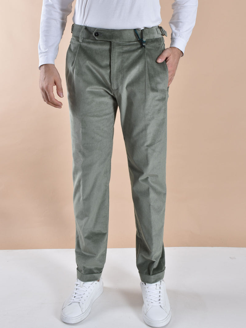 Pantalone Berwich retro velluto verde 