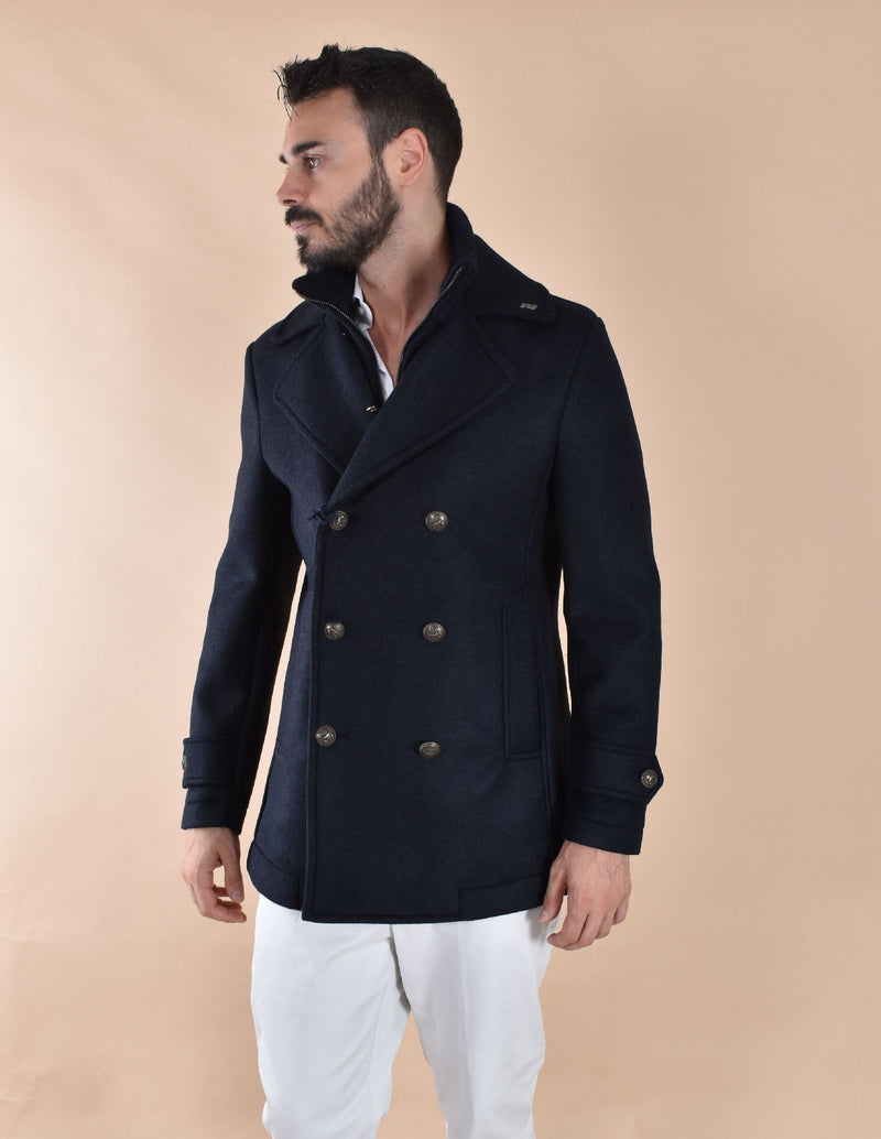 Cappotto BoB Simon doppiopetto pettorina blu 