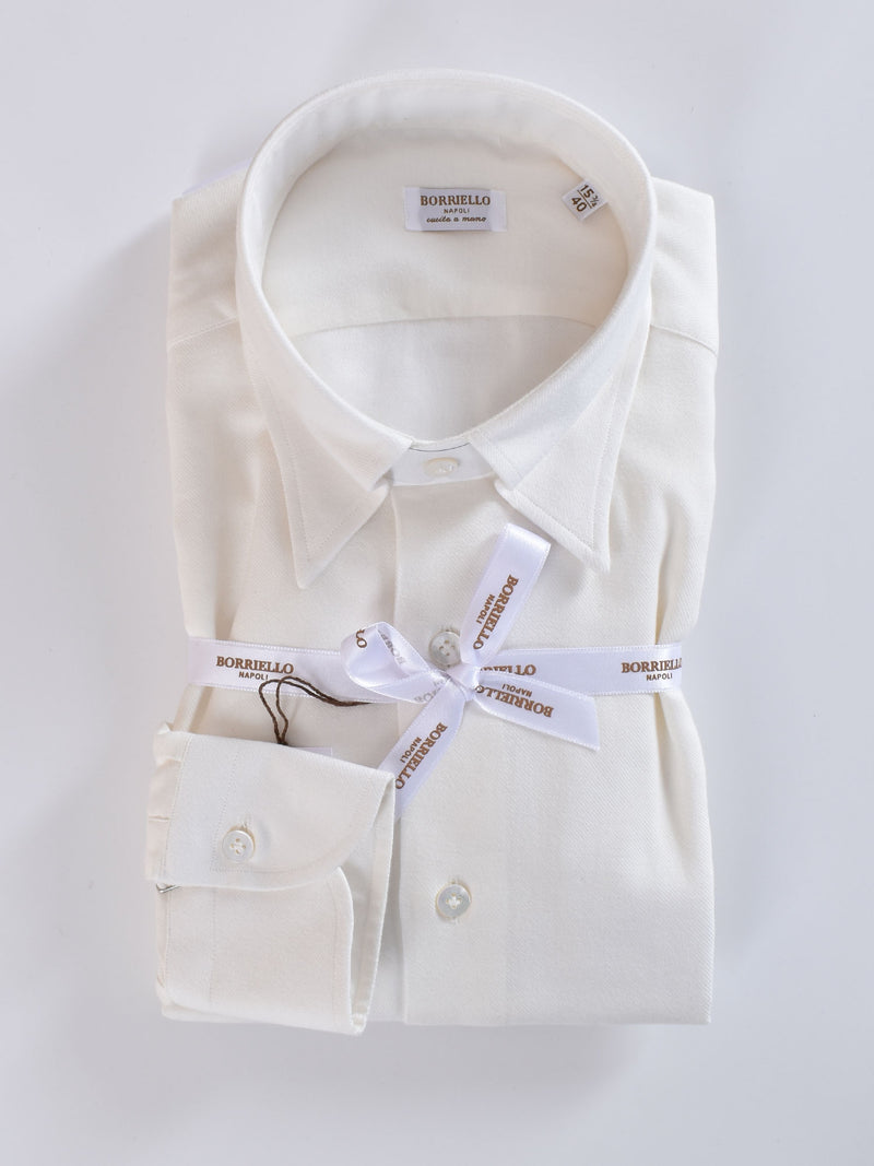 Camicia Borriello flanella bianco panna 