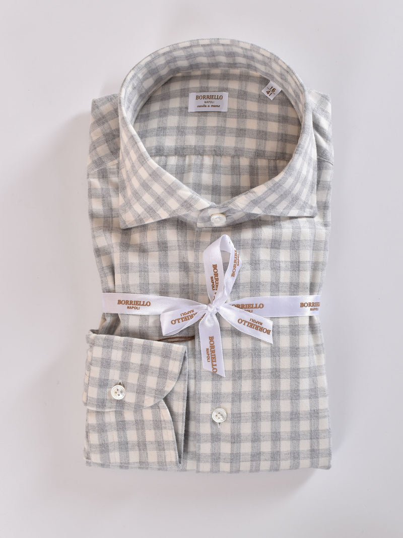 Camicia Borriello quadretti bianco grigio 