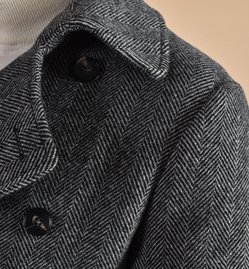 Cappotto Breras cintura Porto bianco nero spigato 