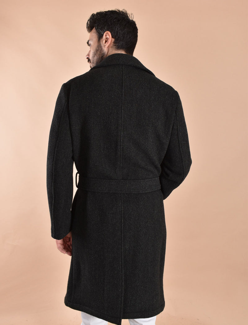 Cappotto Breras cintura Porto bianco spigato 