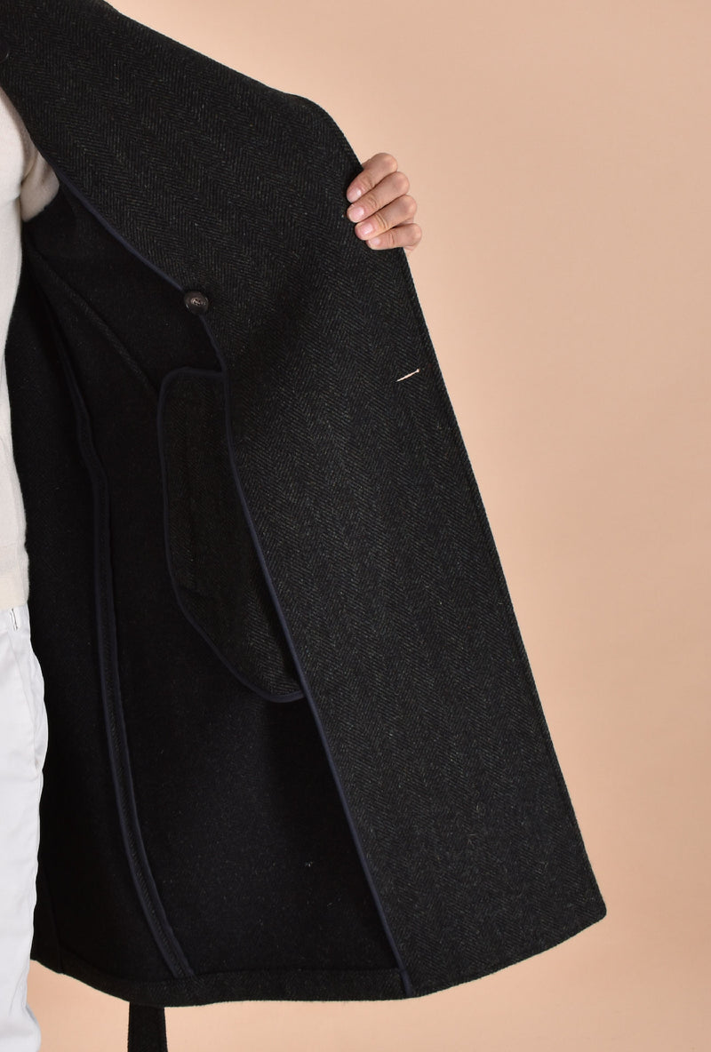 Cappotto Breras cintura Porto bianco spigato 