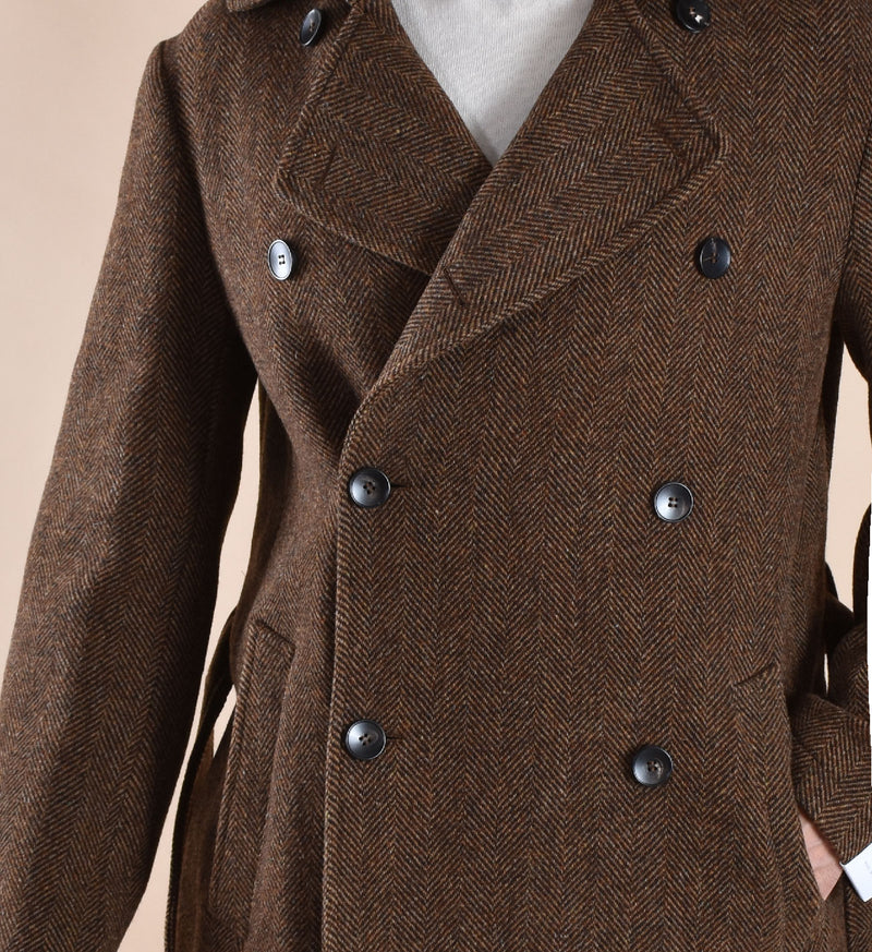 Cappotto Breras cintura Porto bianco spigato 