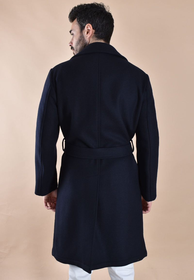 Cappotto Breras doppiopetto cintura lungo Porto blu 