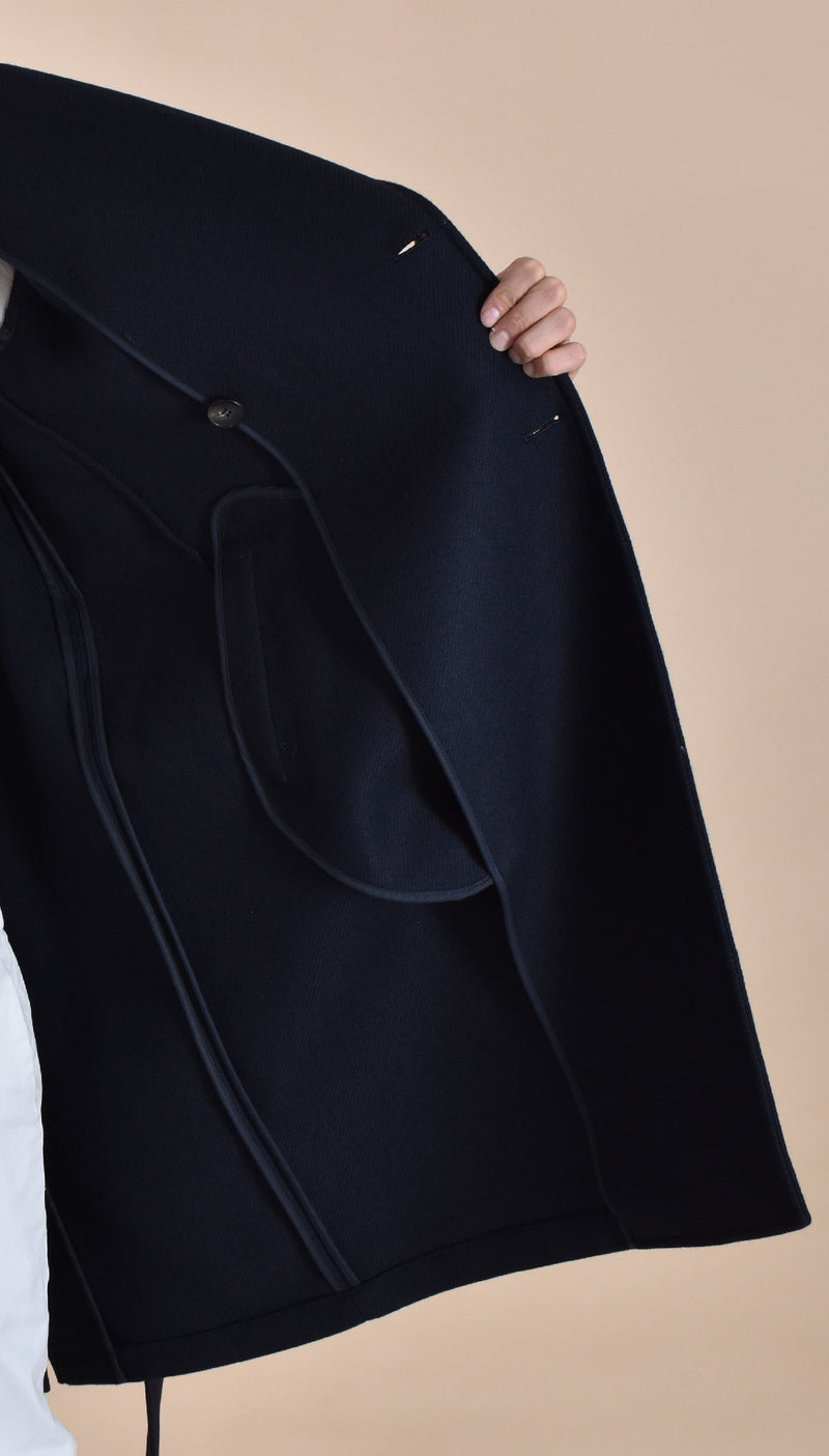 Cappotto Breras doppiopetto cintura lungo Porto blu 