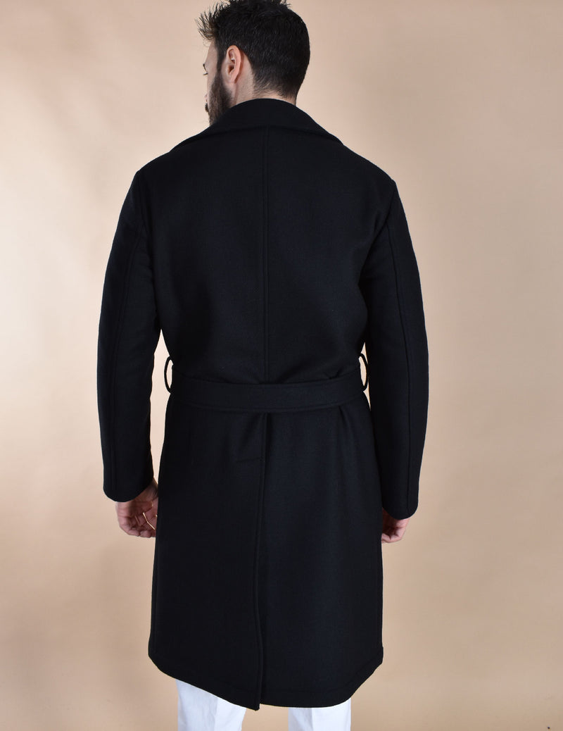 Cappotto Breras doppiopetto cintura lungo Porto nero 