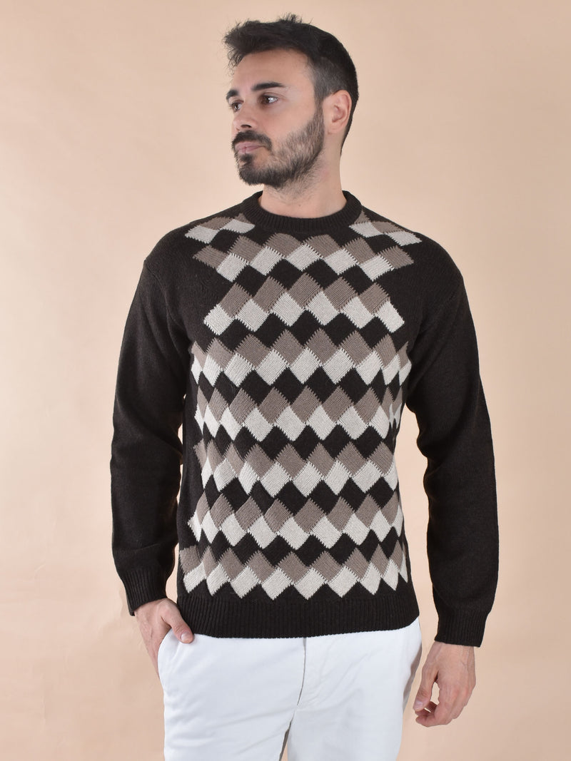 Maglia Daniele Fiesoli rombi marrone 