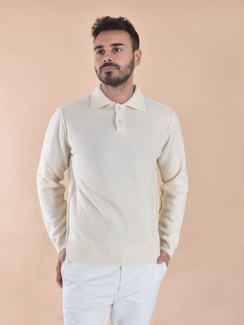 Polo Daniele Fiesoli rasata cashmere panna 