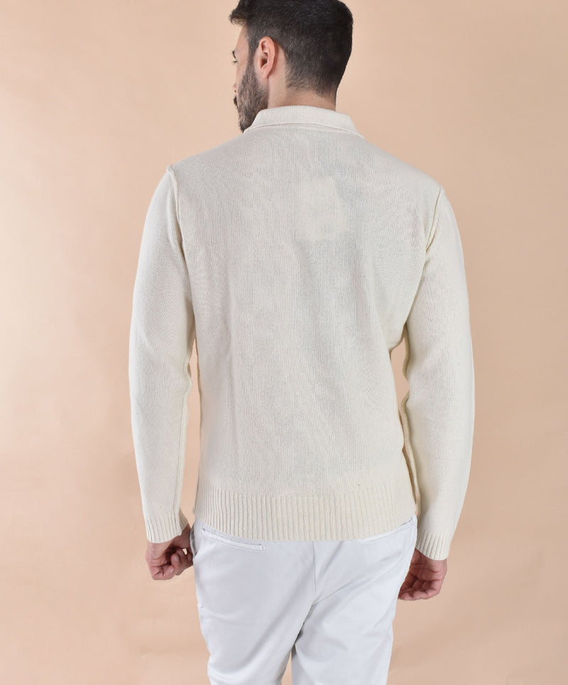 Polo Daniele Fiesoli rasata cashmere panna 