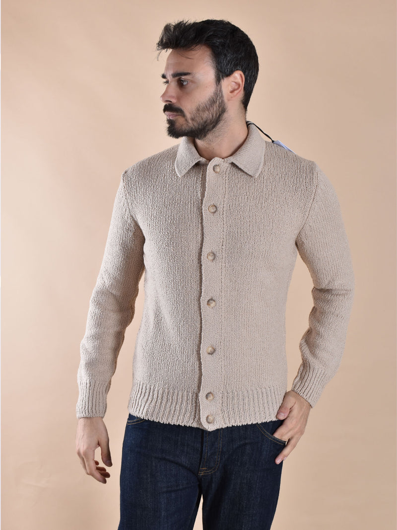 Cardigan polo Gan Sasso beige maglione 
