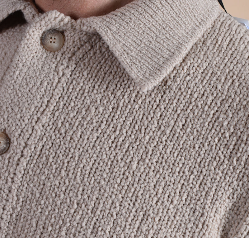 Cardigan polo Gan Sasso beige maglione 