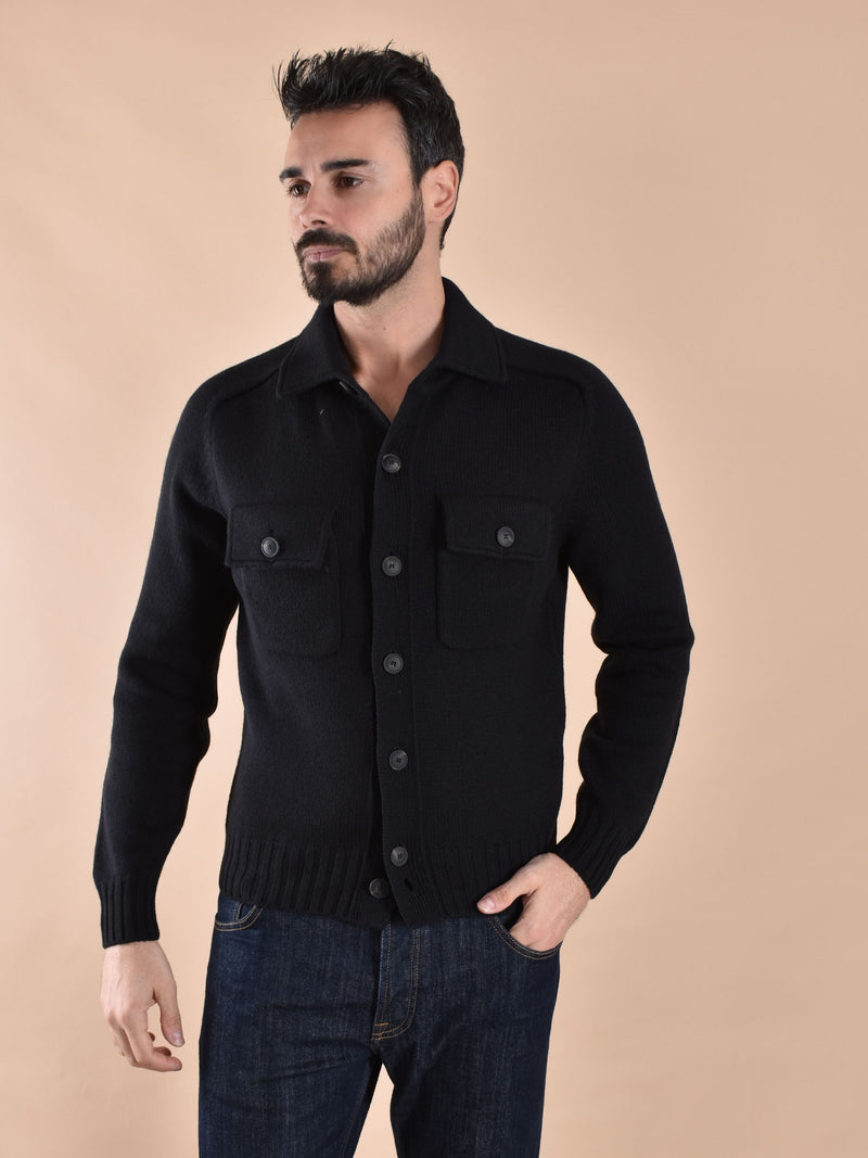 Cardigan camicia Gran Sasso super geelong nera 