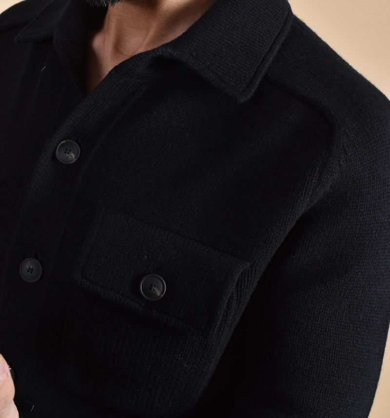 Cardigan camicia Gran Sasso super geelong nera 