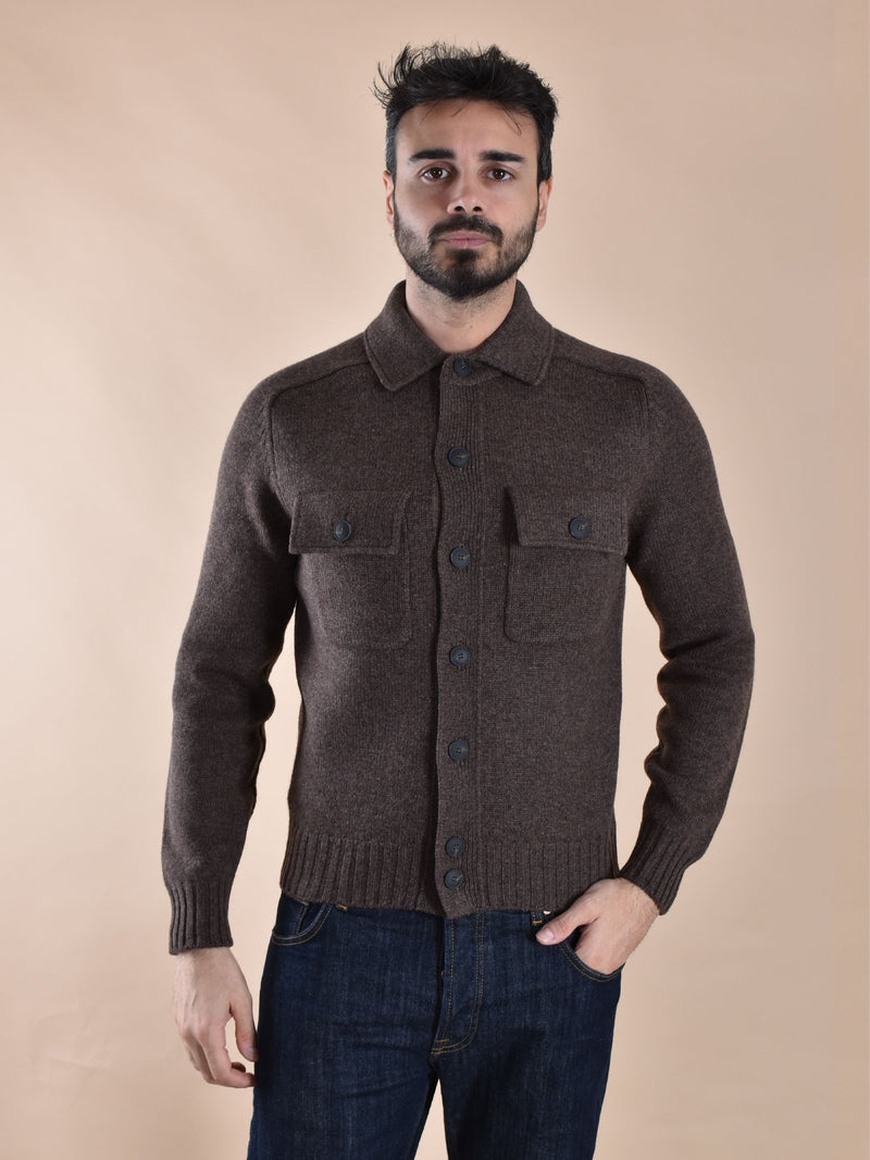 Cardigan camicia Gran Sasso super geelong marrone 