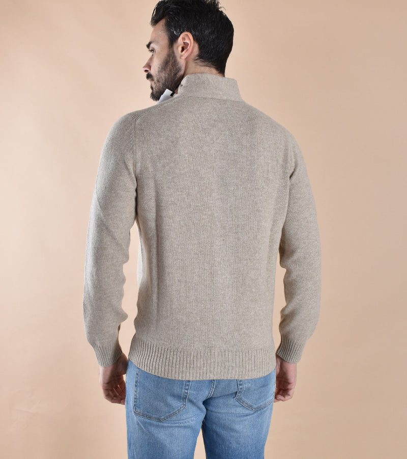 Cardigan Gran Sasso collo alto super geelong beige 