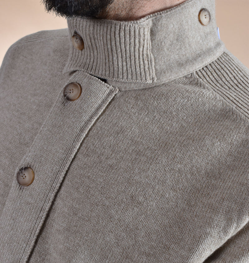Cardigan Gran Sasso collo alto super geelong beige 