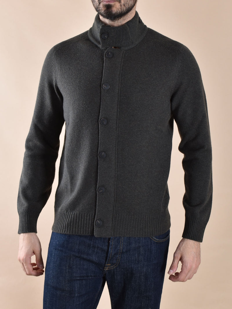 Cardigan Gran Sasso collo alto super geelong marrone 