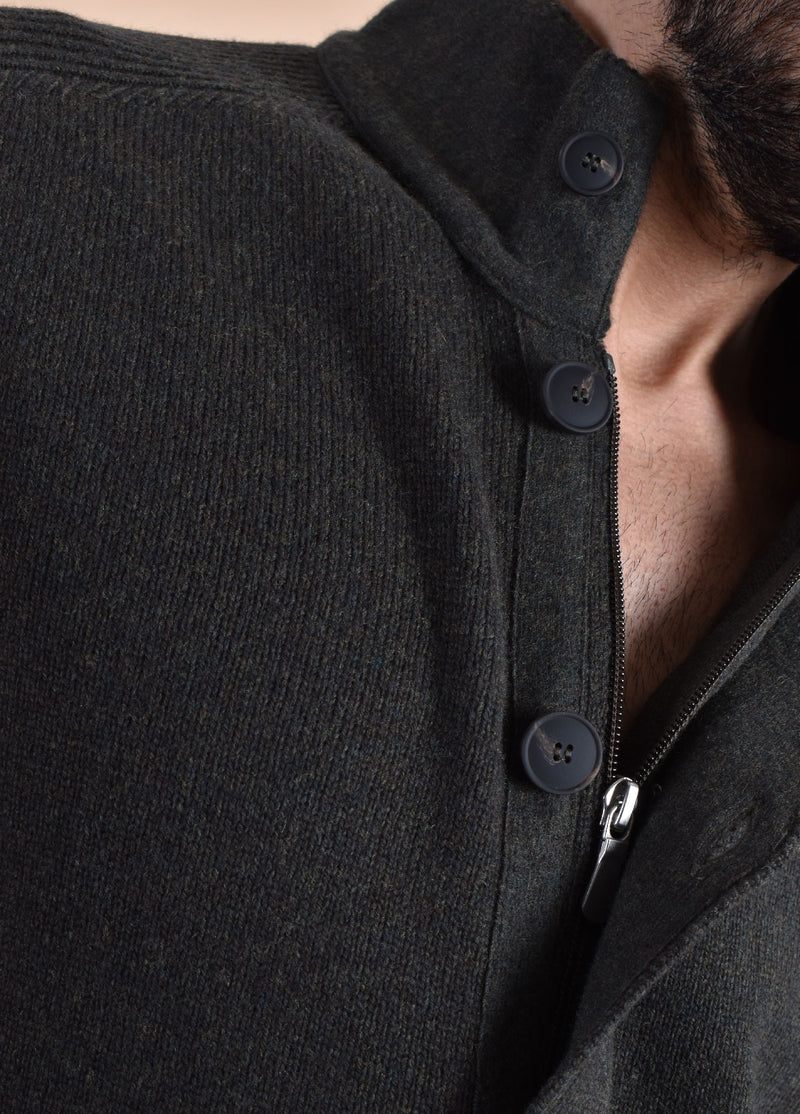 Cardigan Gran Sasso collo alto super geelong marrone 