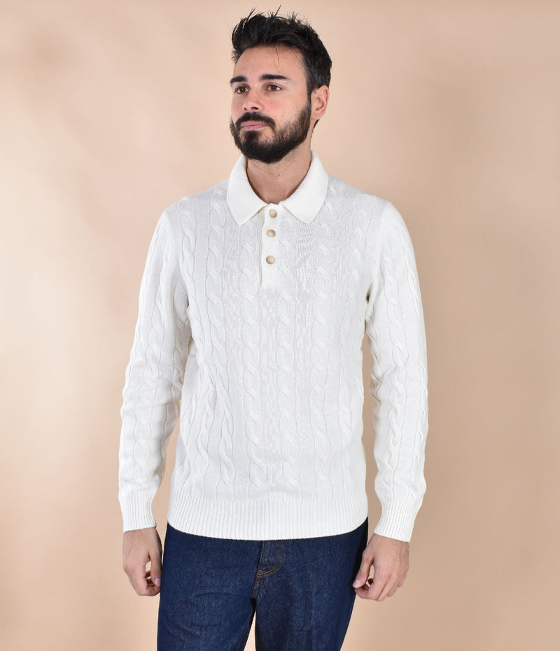 Polo Gran Sasso cashmere lana panna traccia 