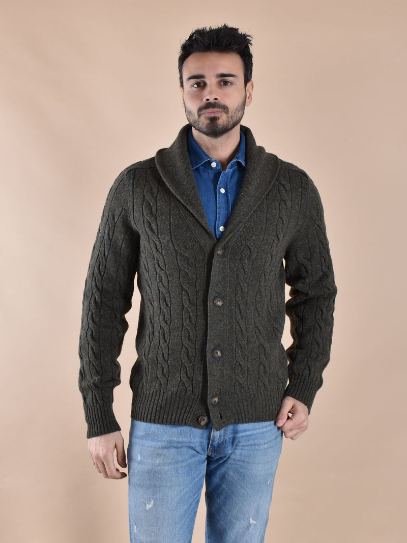 Cardigan Gran Sasso Shetland verde sciallato 