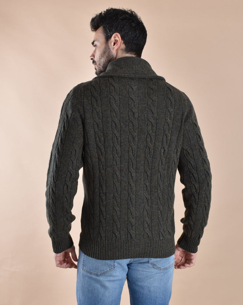 Cardigan Gran Sasso Shetland verde sciallato 