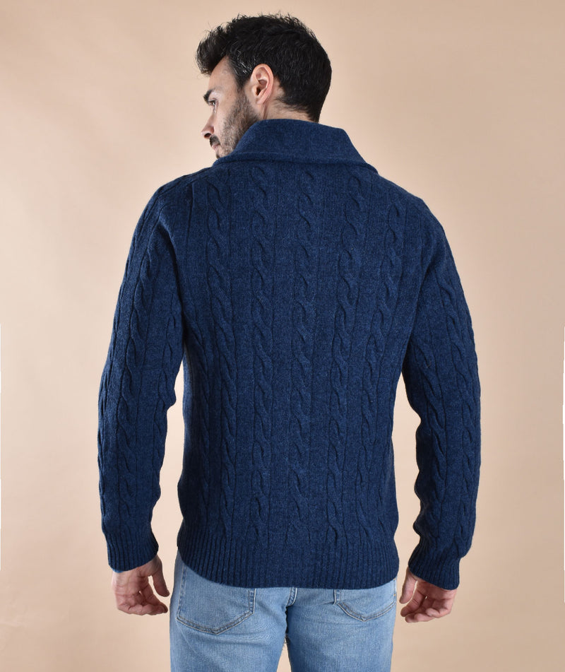 Cardigan Gran Sasso Shetland blu sciallato 