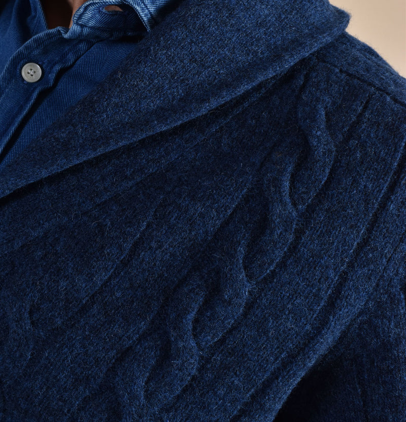Cardigan Gran Sasso Shetland blu sciallato 