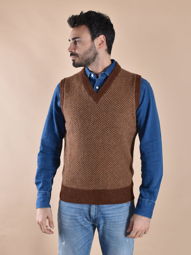 Gilet Gran Sasso Shetland spigato 