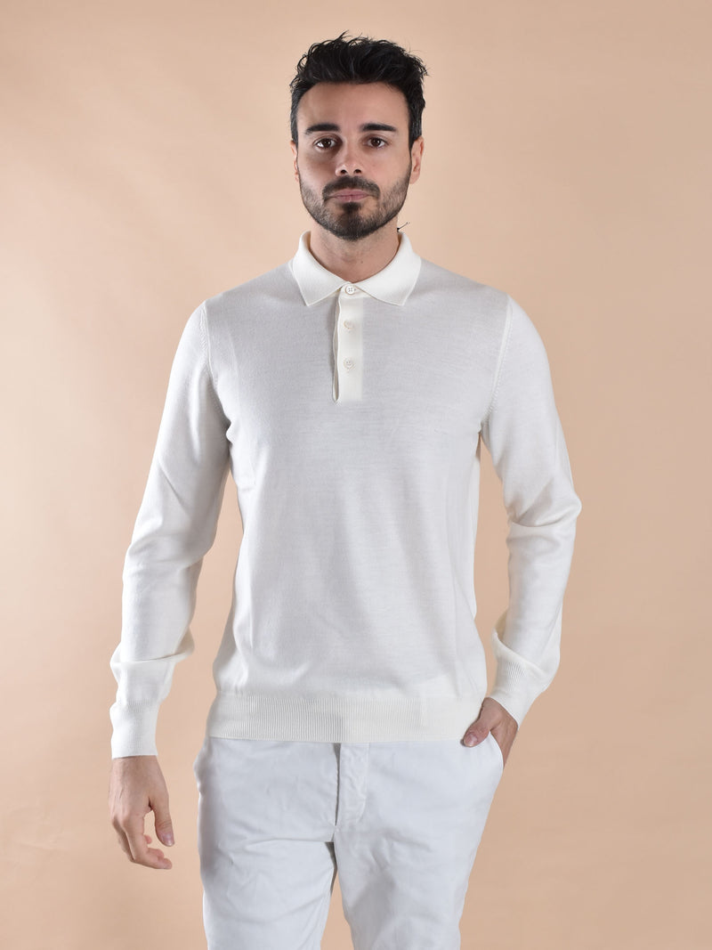 Polo Gran Sasso maglia tennis merinos extrafine bianco 