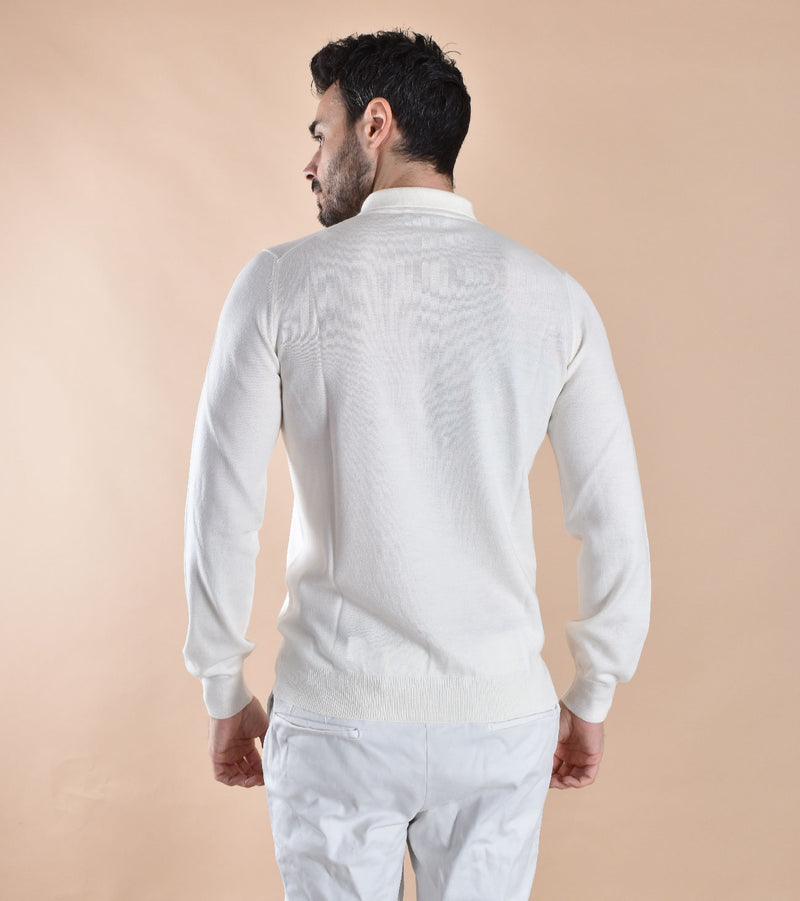 Polo Gran Sasso maglia tennis merinos extrafine bianco 