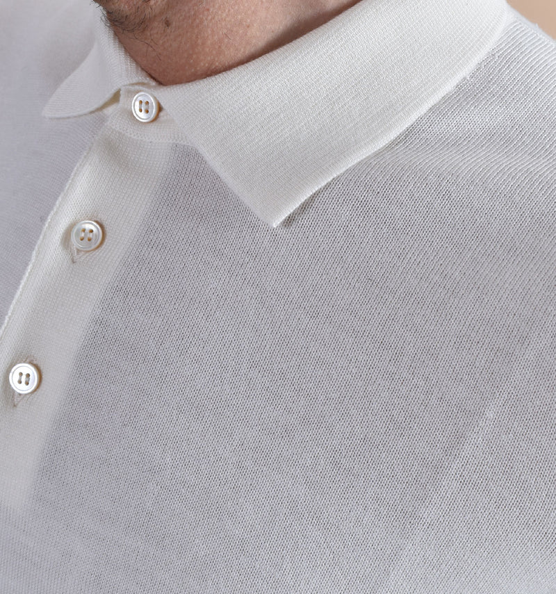Polo Gran Sasso maglia tennis merinos extrafine bianco 