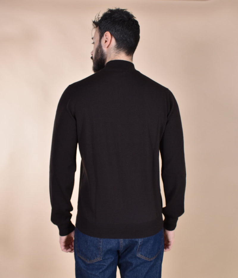 Maglia Gran Sasso lupetto marrone merinos extrafine 