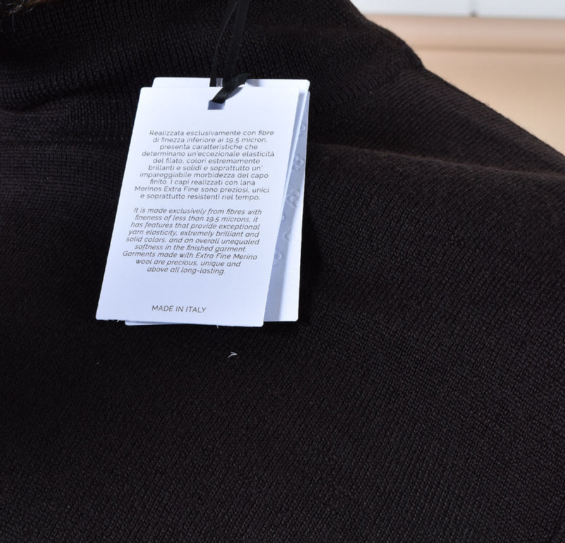 Maglia Gran Sasso lupetto marrone merinos extrafine 