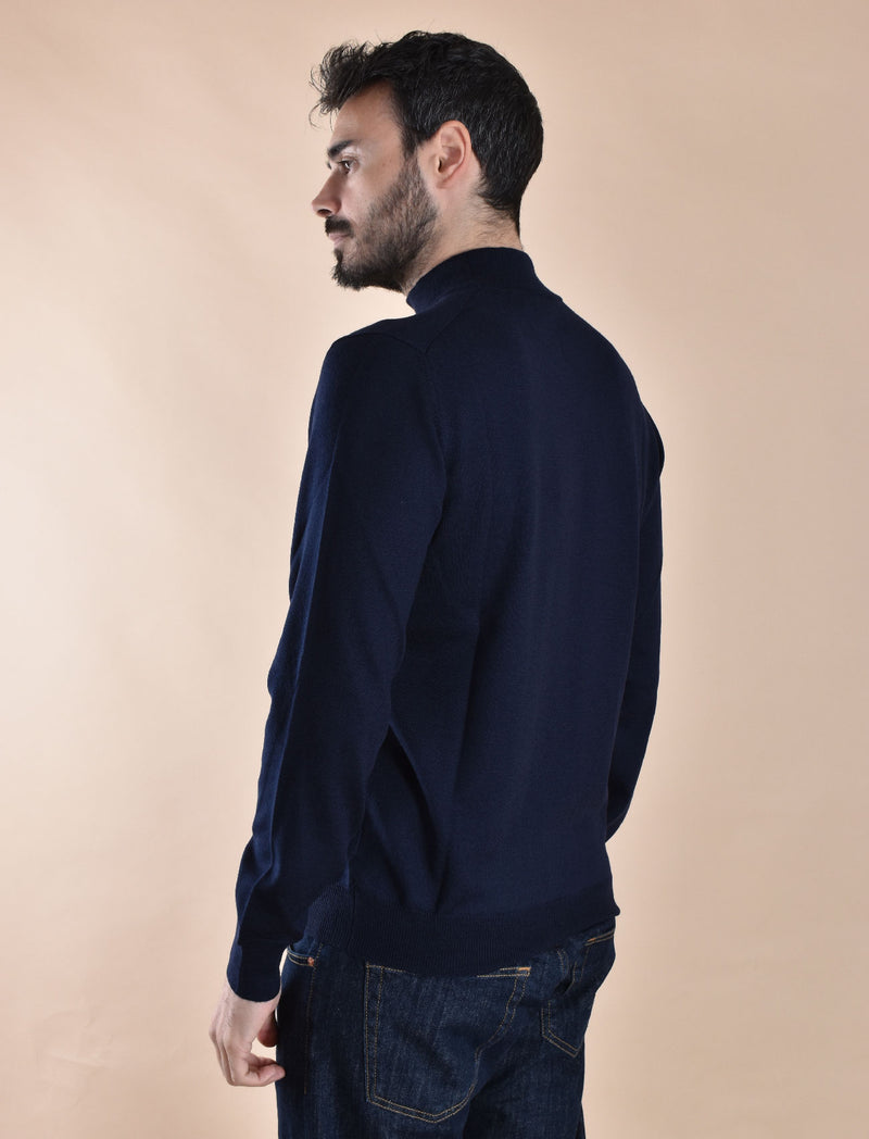Maglia Gran Sasso lupetto blu merinos extrafine 