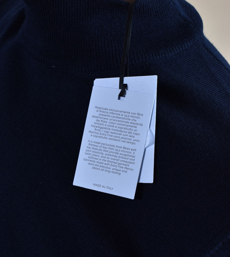 Maglia Gran Sasso lupetto blu merinos extrafine 
