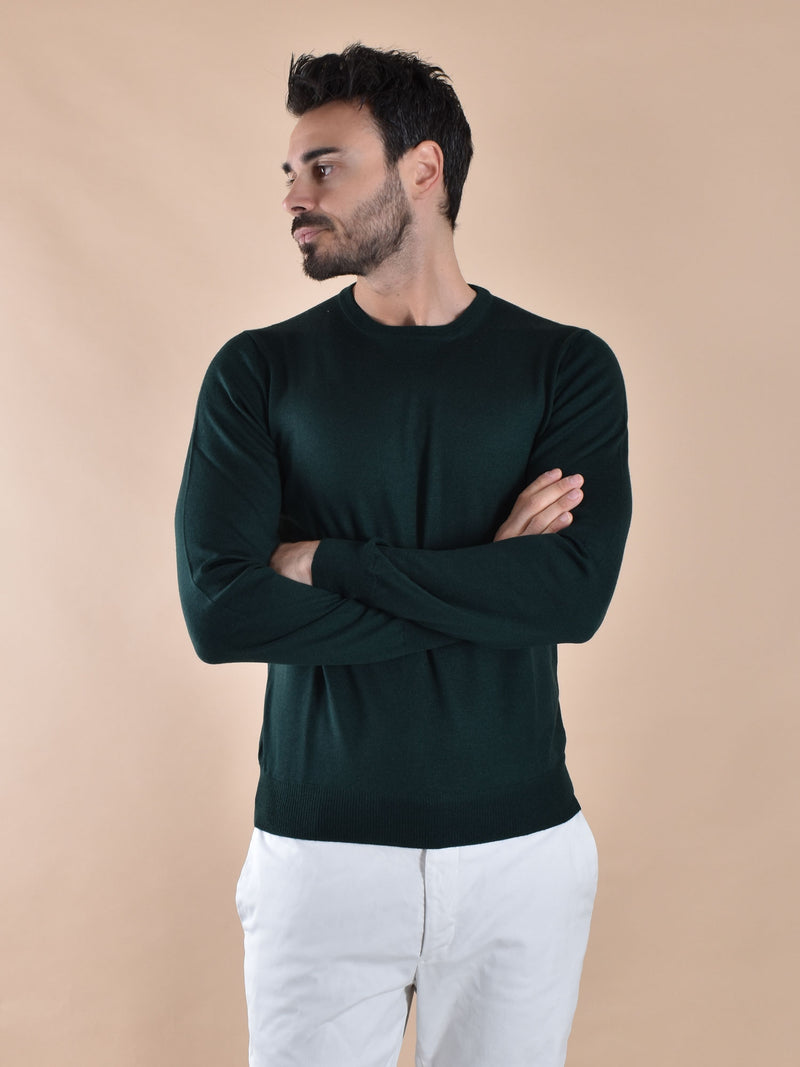 Maglia Gran Sasso paricollo verde merino extrafine 