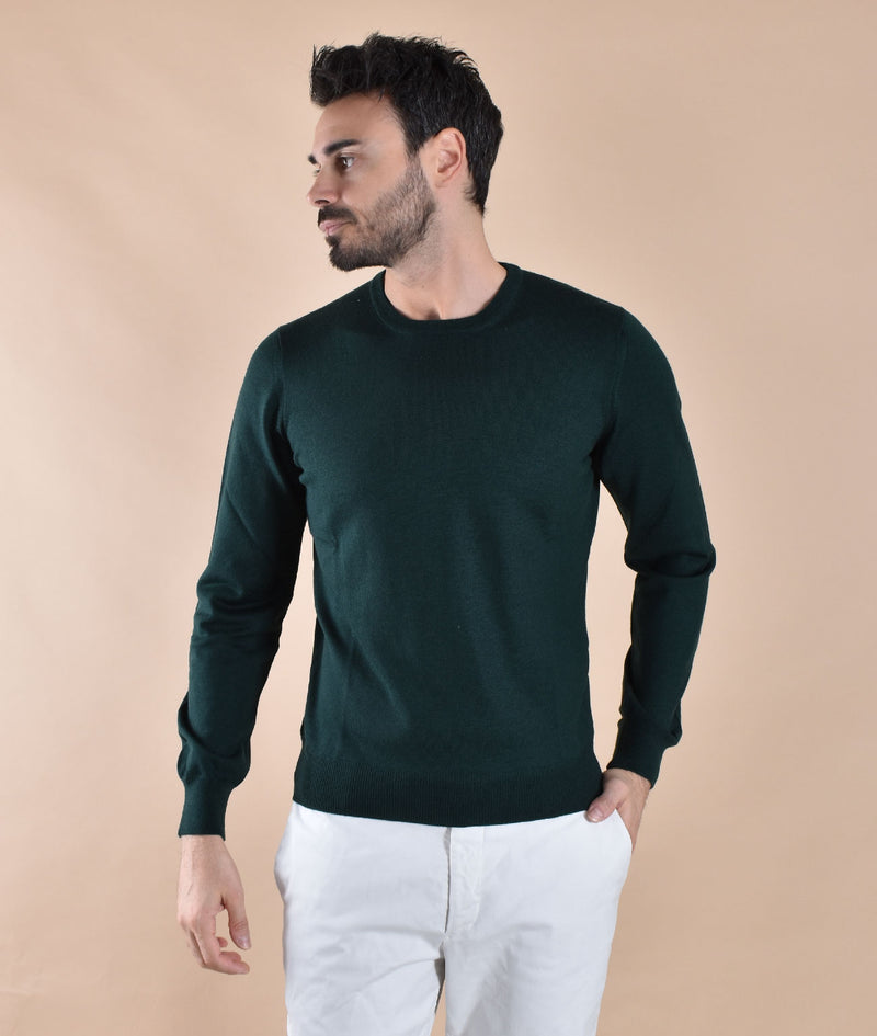 Maglia Gran Sasso paricollo verde merino extrafine 
