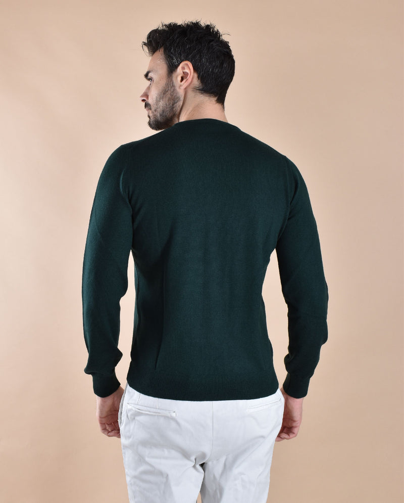 Maglia Gran Sasso paricollo verde merino extrafine 