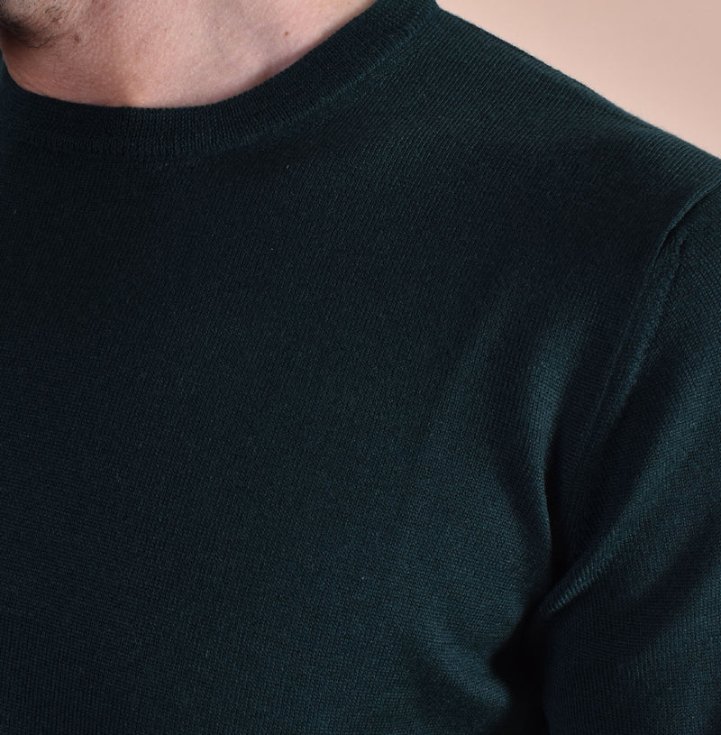 Maglia Gran Sasso paricollo verde merino extrafine 