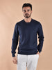 Maglia Gran Sasso paricollo blu merino extrafine