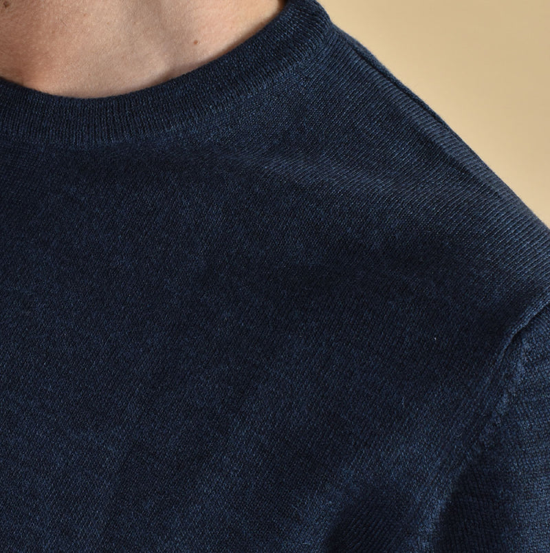 Maglia Gran Sasso paricollo blu merino extrafine 