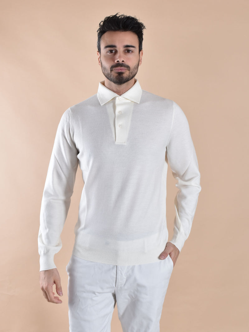 Polo Gran Sasso merinos extrafine bianco panna 